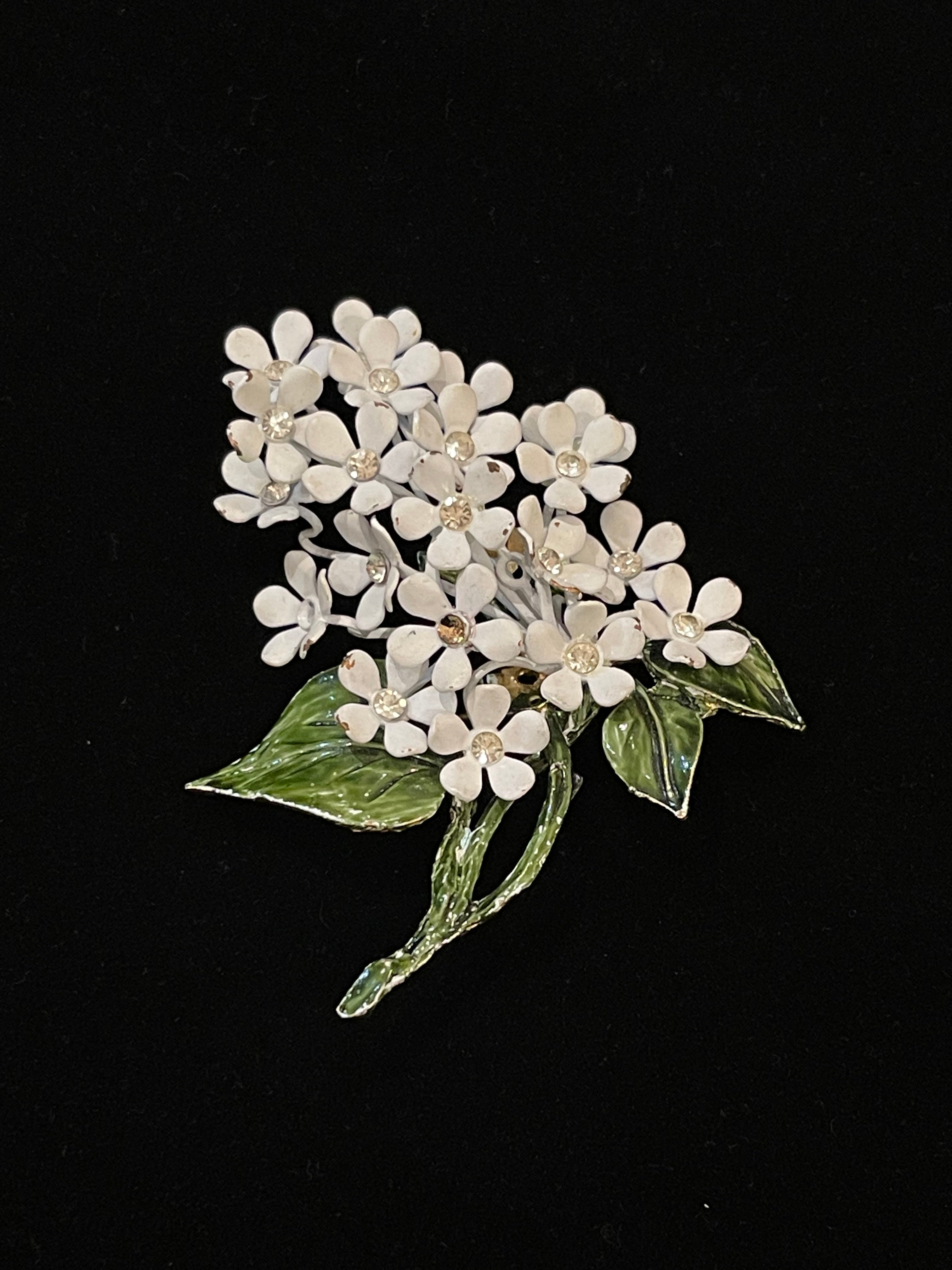 Mid Century Cluster of White Flowers with Leaves