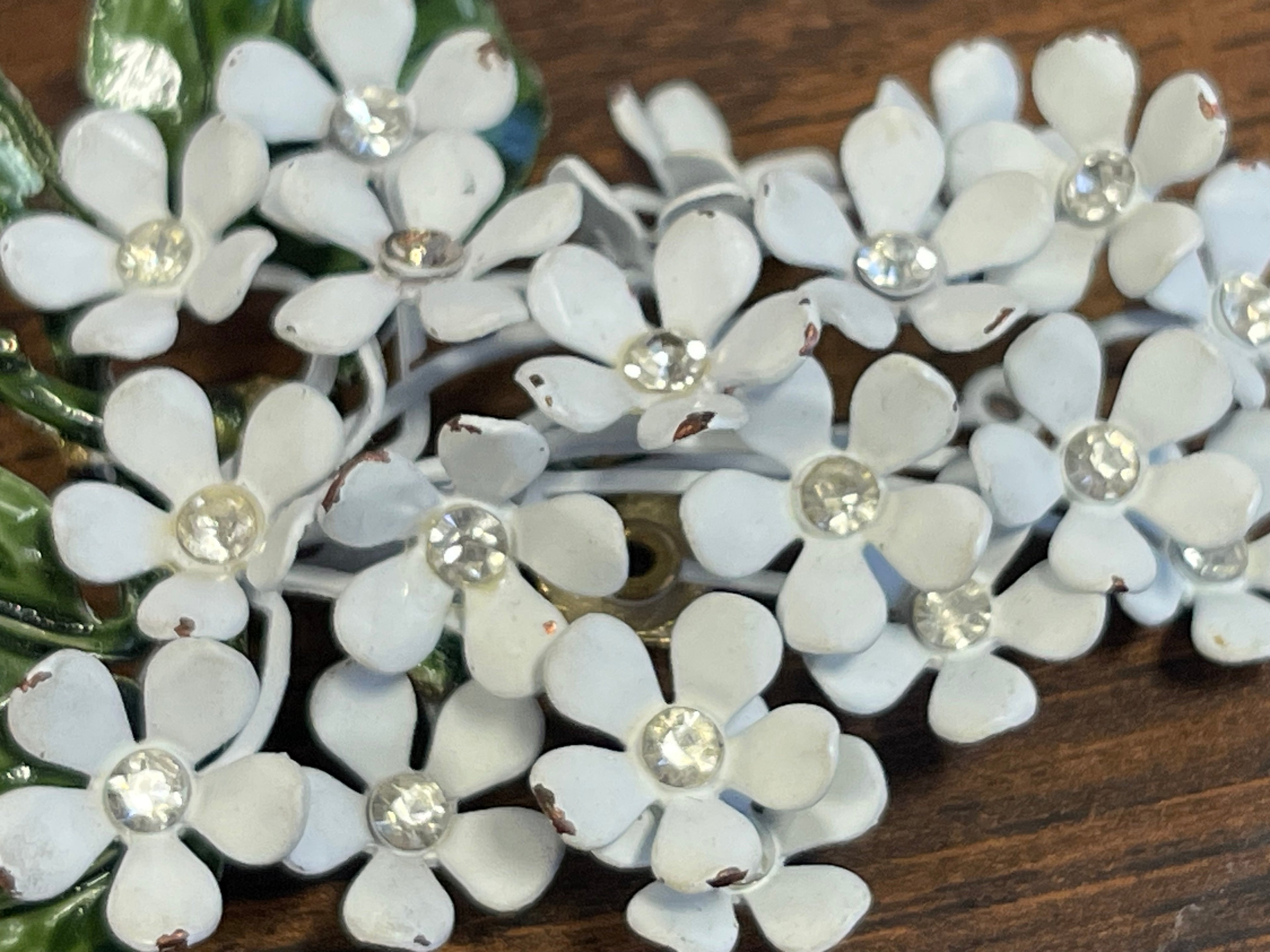 Mid Century Cluster of White Flowers with Leaves