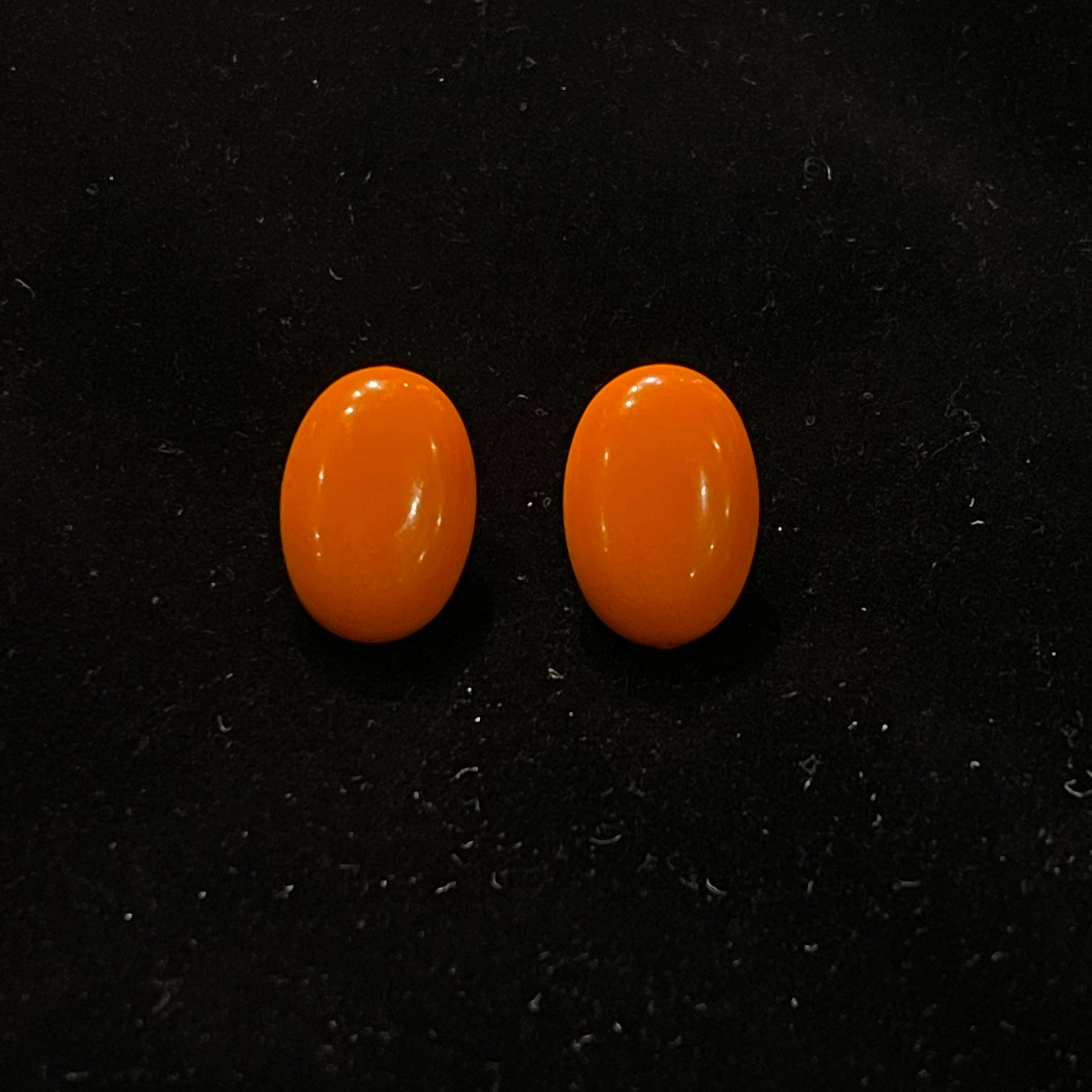 Vintage Orange Oval Clip-On Earrings