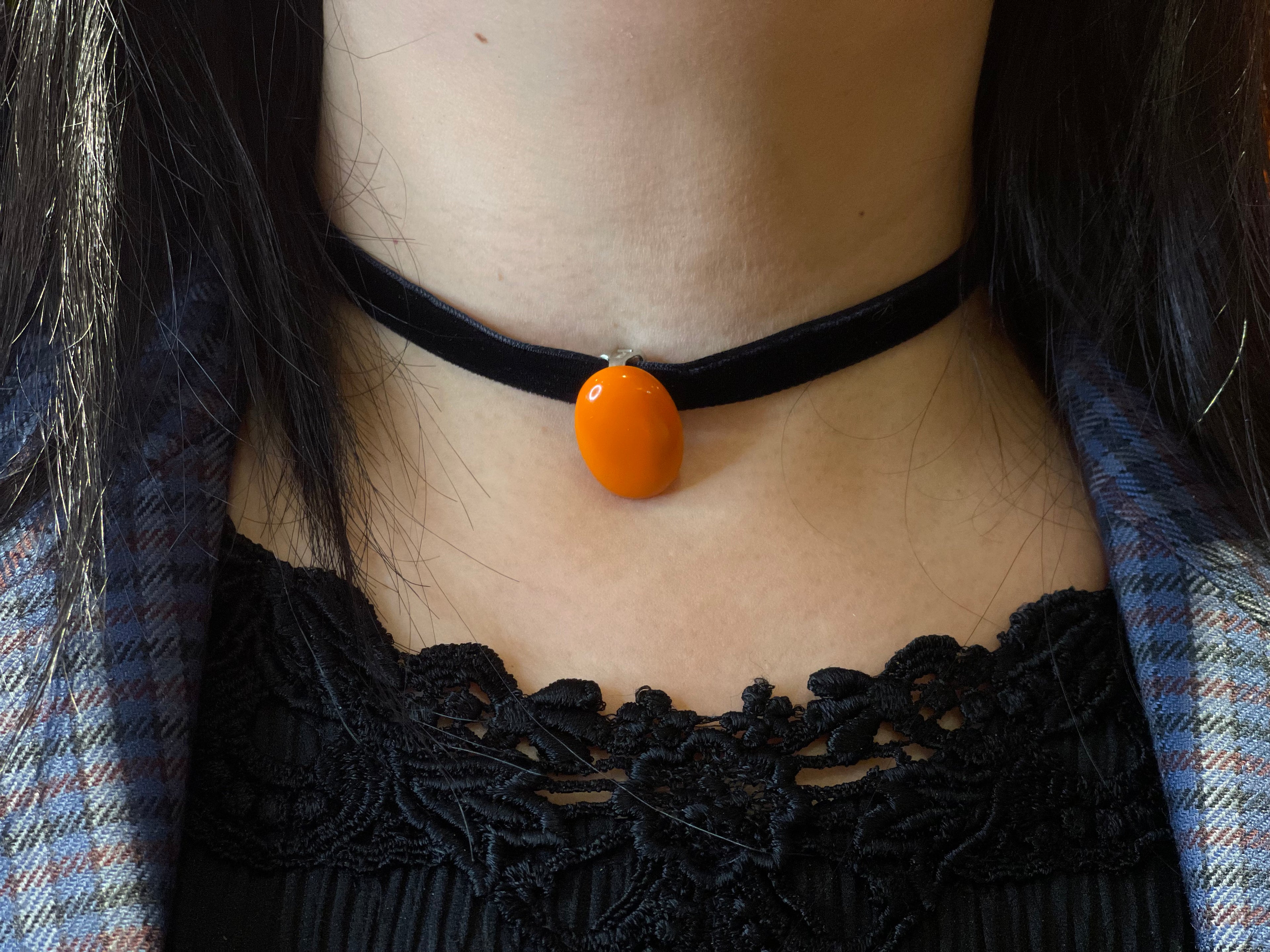 Vintage Orange Oval Clip-On Earrings