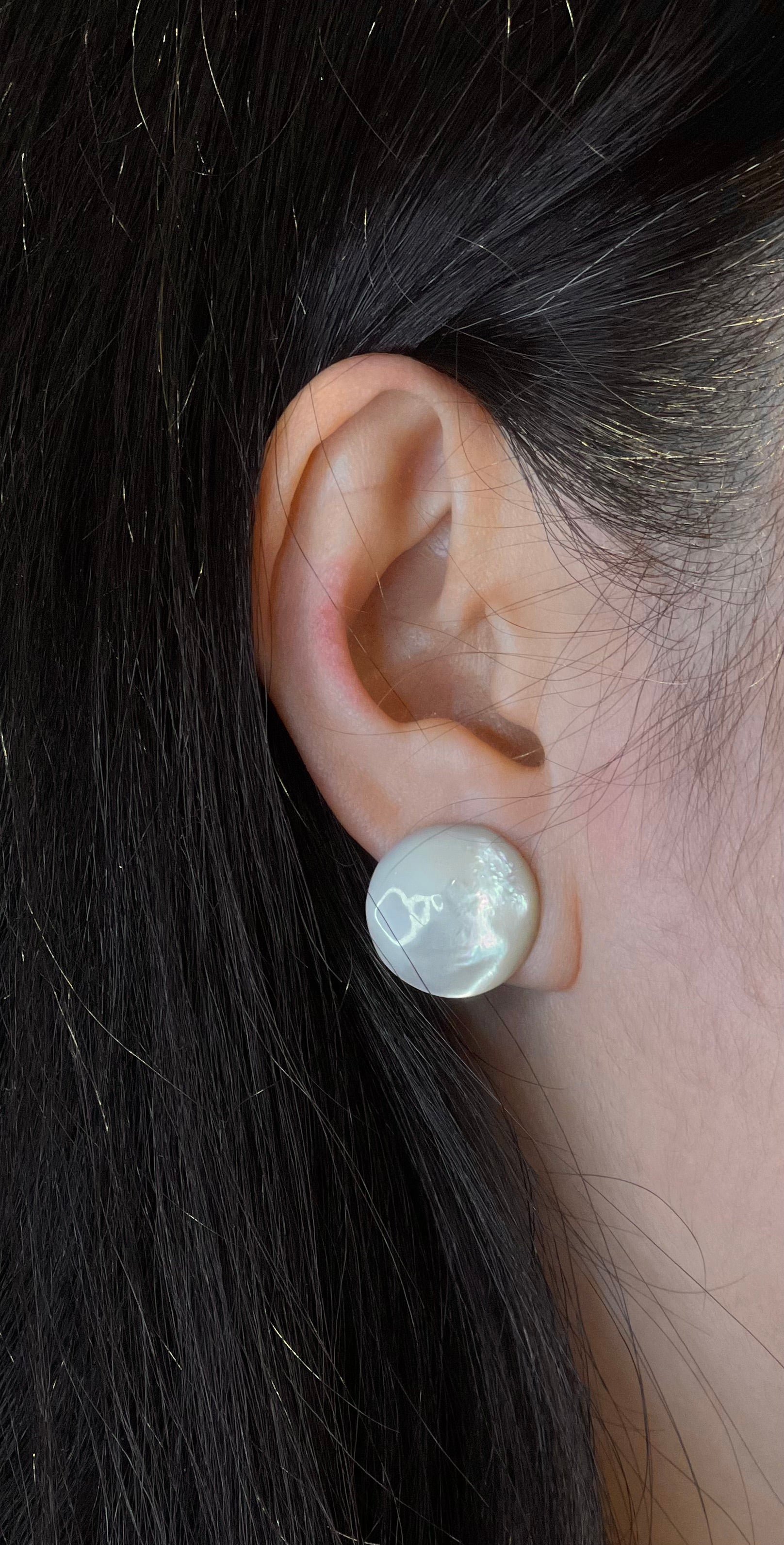 Vintage White Swirl Button Clip-On Earrings
