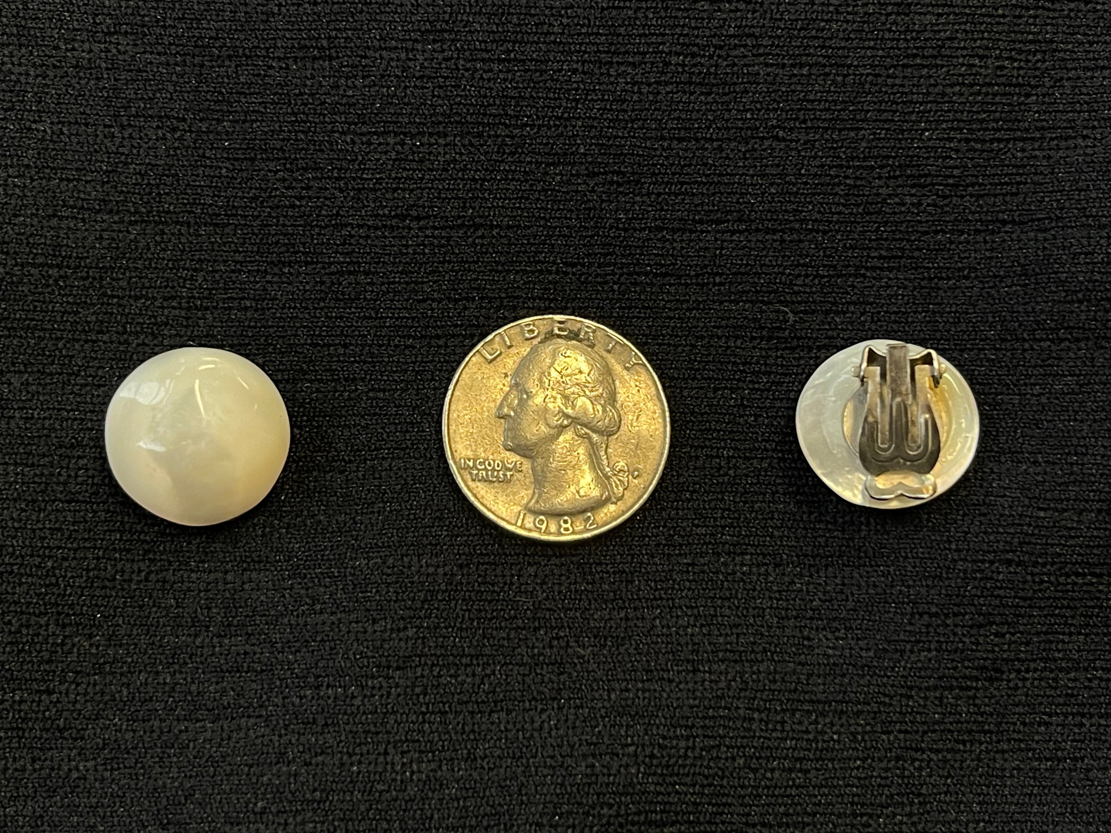 Vintage White Swirl Button Clip-On Earrings