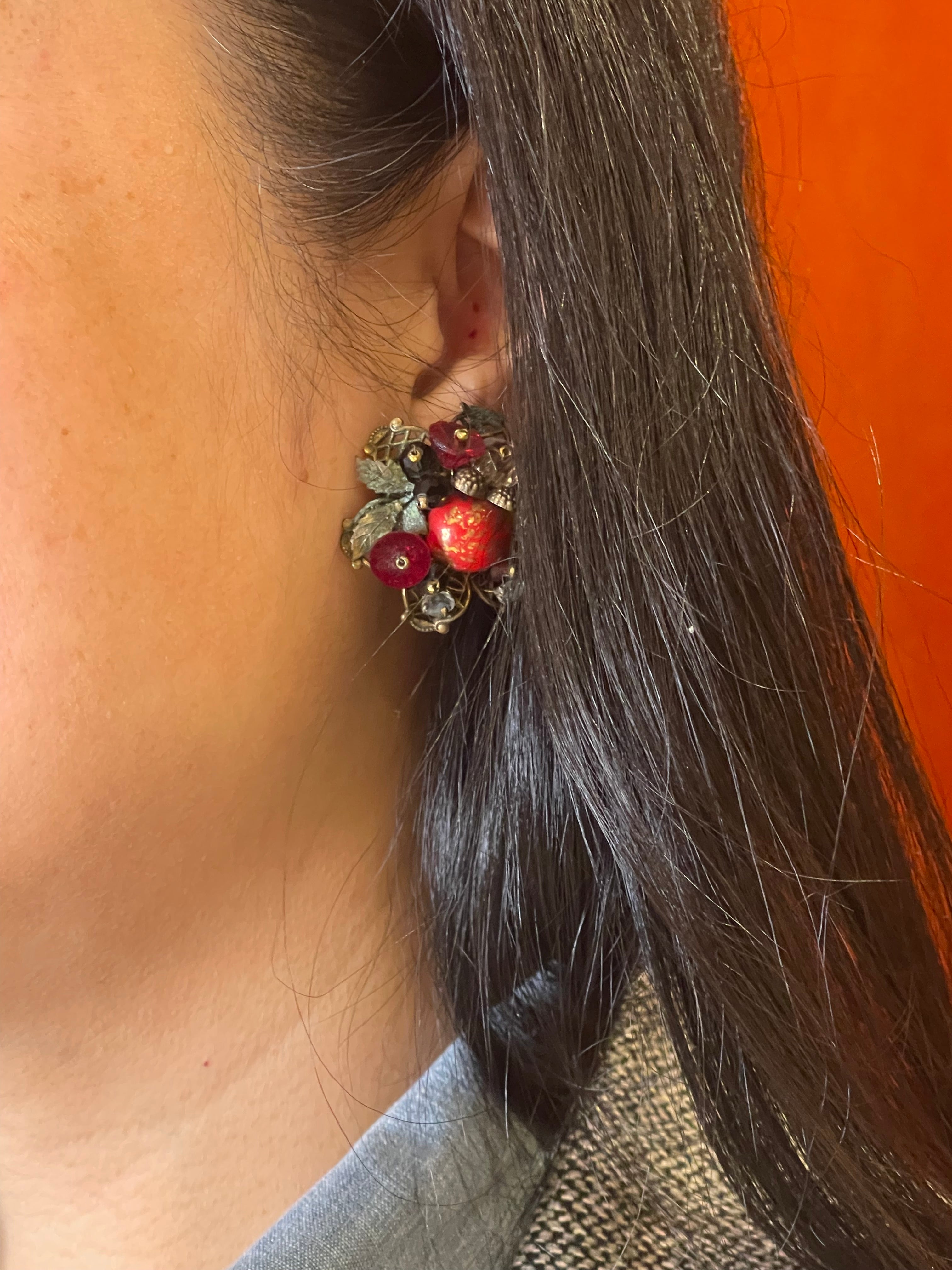 Vintage Floral Earrings & Stick Pin Set