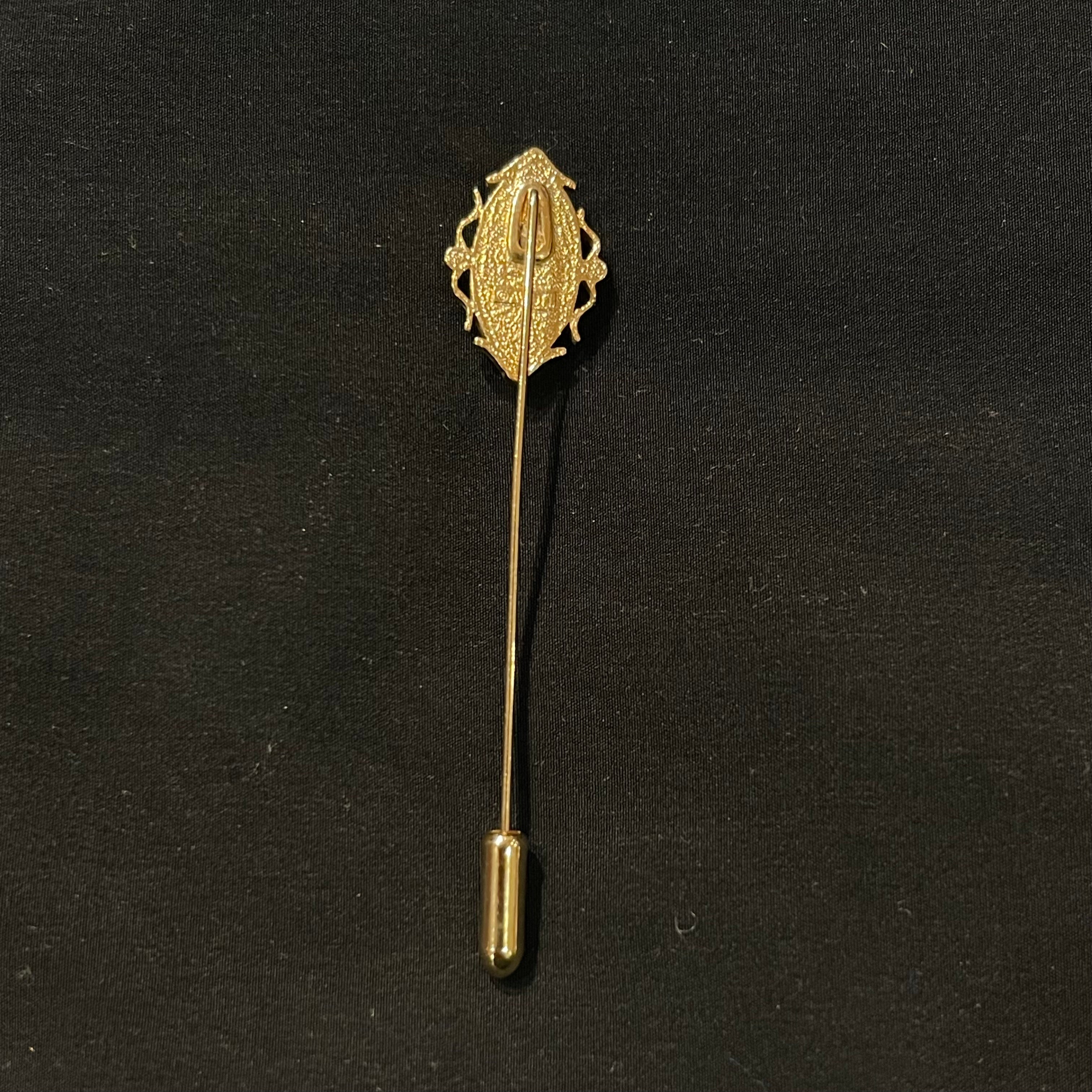 Narrow Short Burnt Orange & White Vintage Cameo Stick Pin