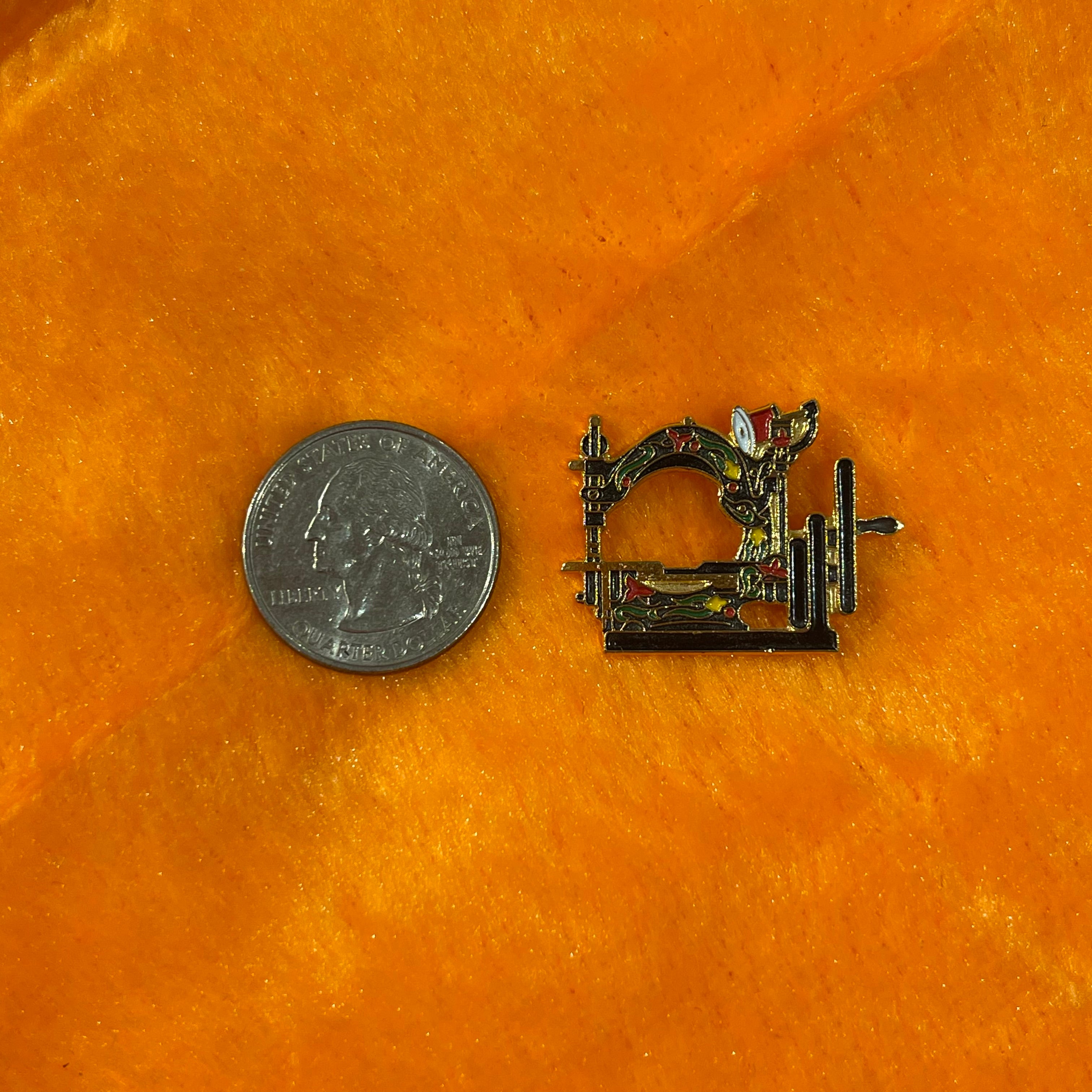 Vintage Sewing Machine Clotilde Brooch & Button Scarf Guard Set