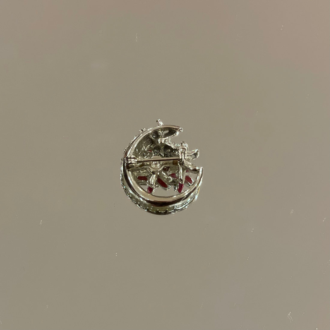 Mini Moon and Flower Micro Brooch