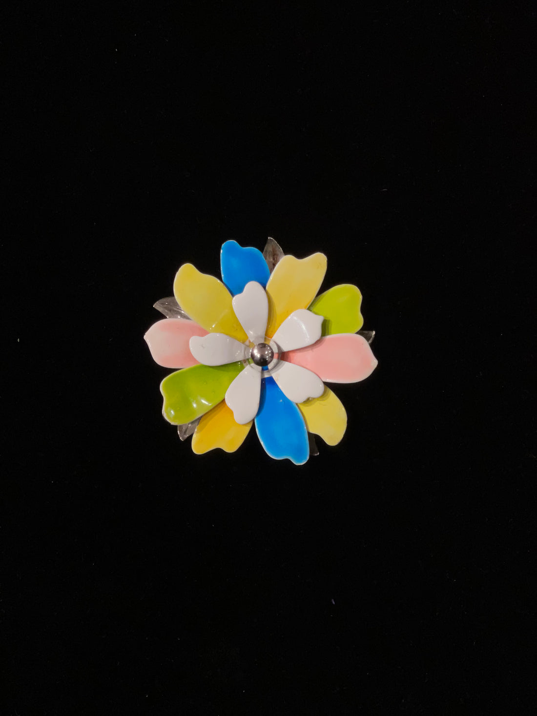 Mid Century Multi Color Petal Flower Brooch