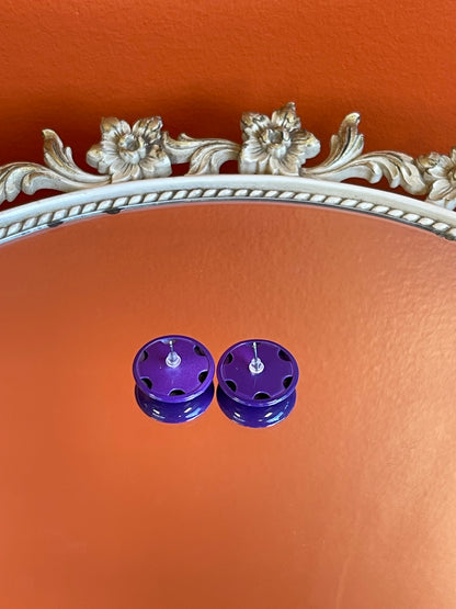 Vintage Violet Round Button Earrings