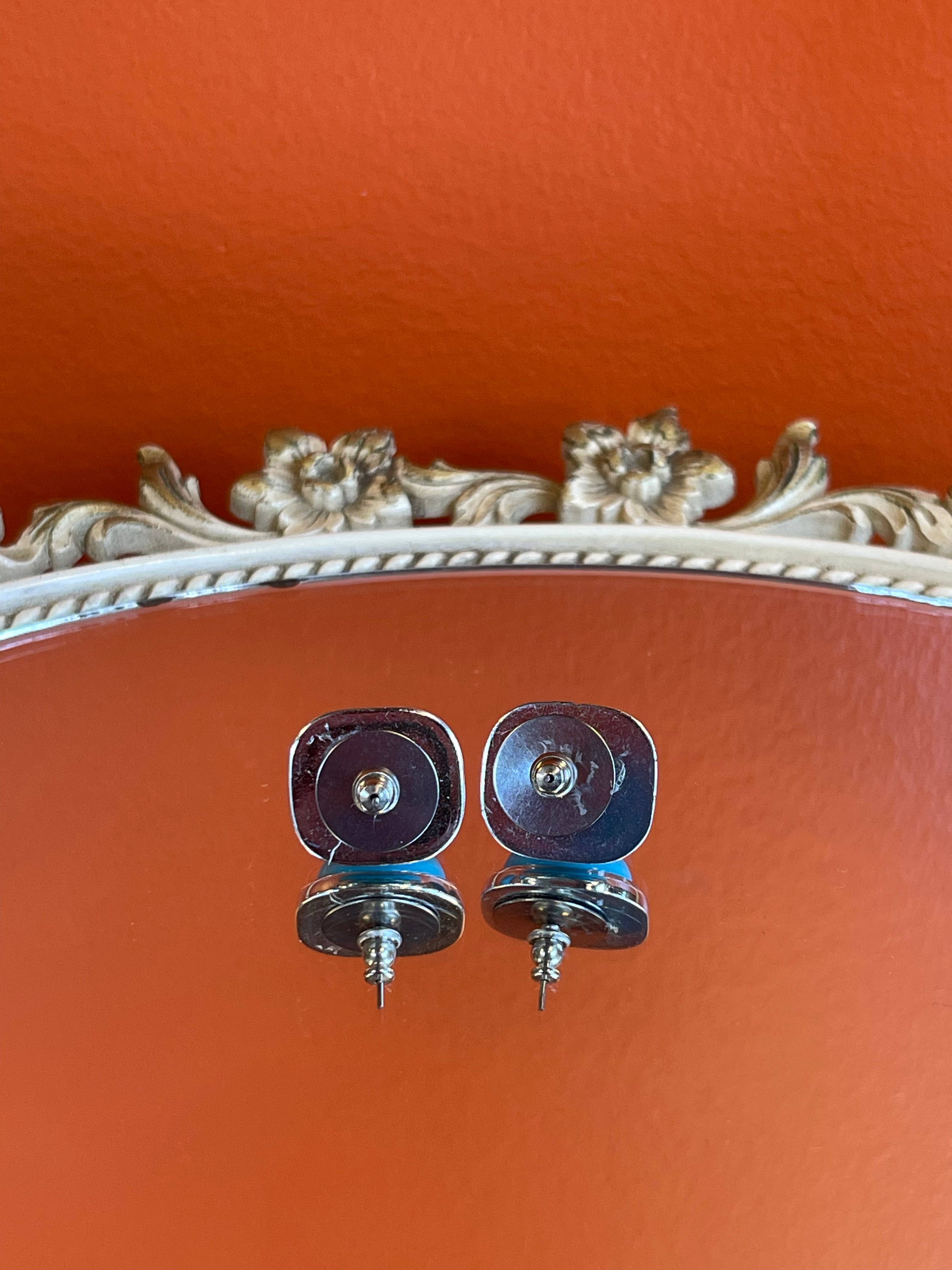 Vintage Blue and Silver Square Earrings