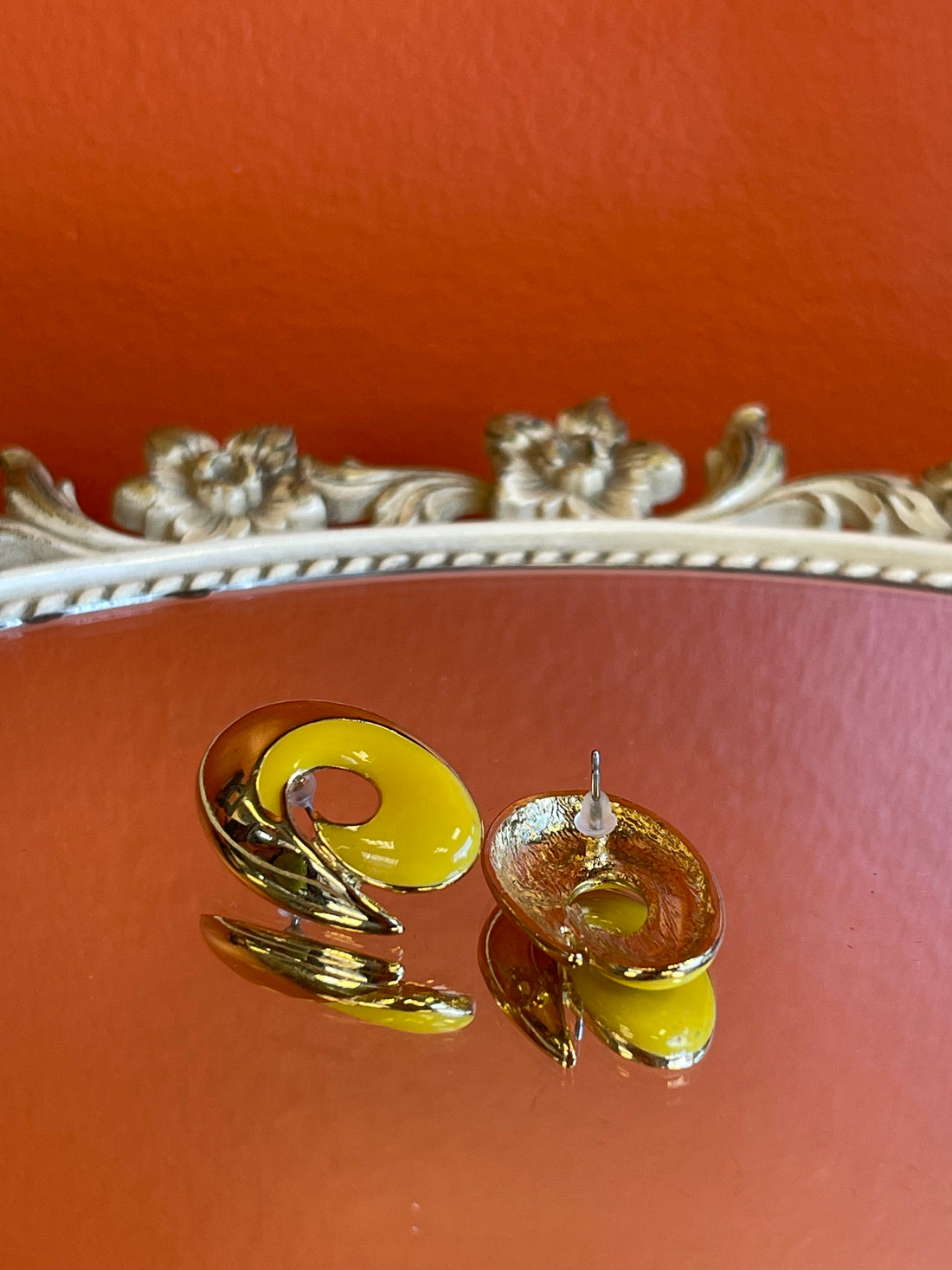 Vintage Gold and Yellow Abstract Earrings