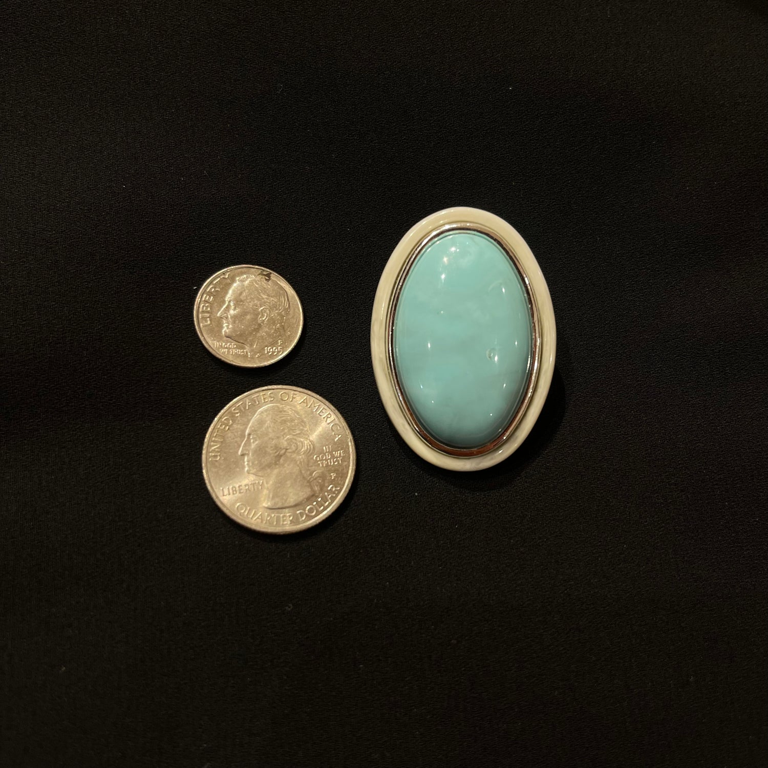 Vintage Oversized Oval Blue and Silver Earrings
