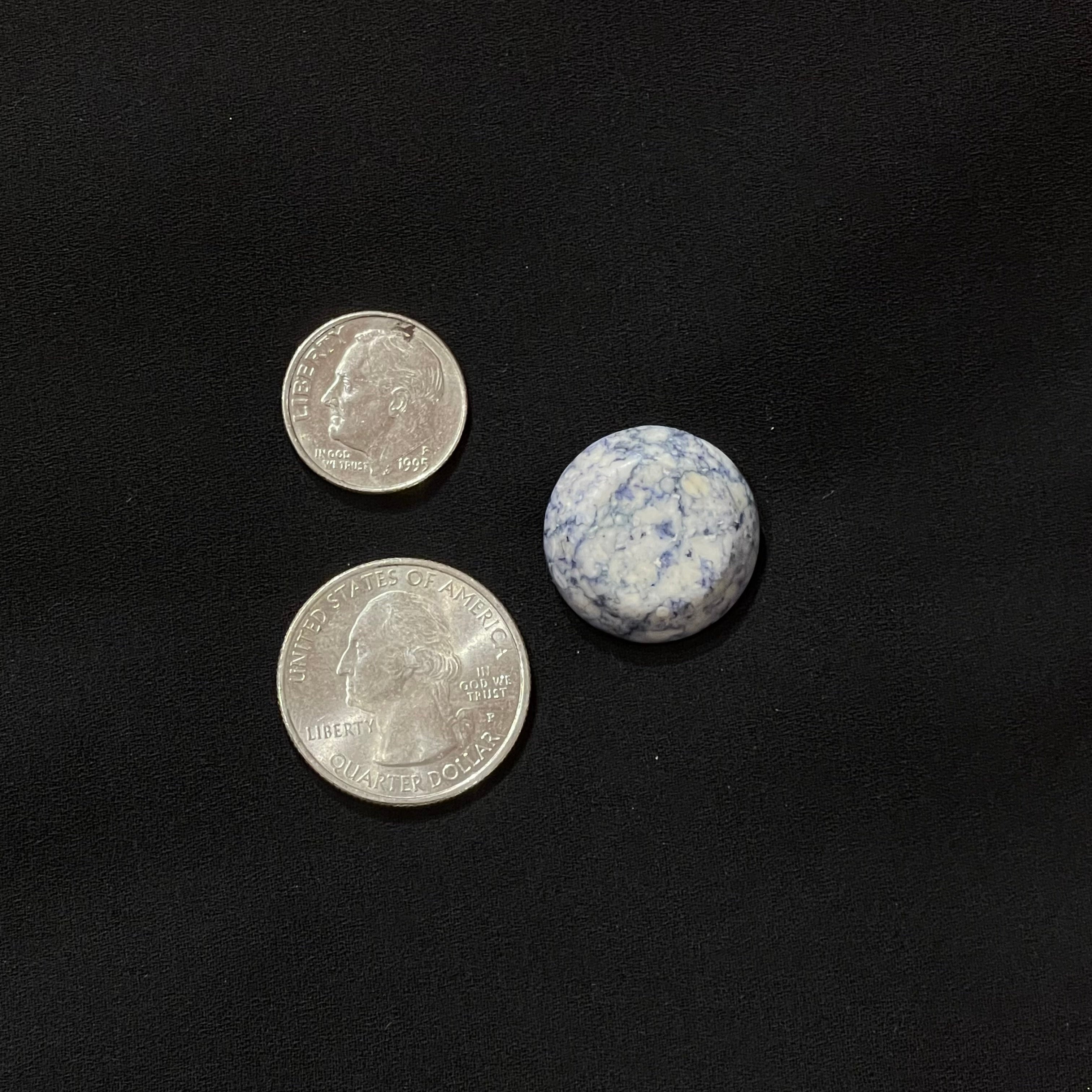 Vintage Round Blue &amp; White Marble Earrings