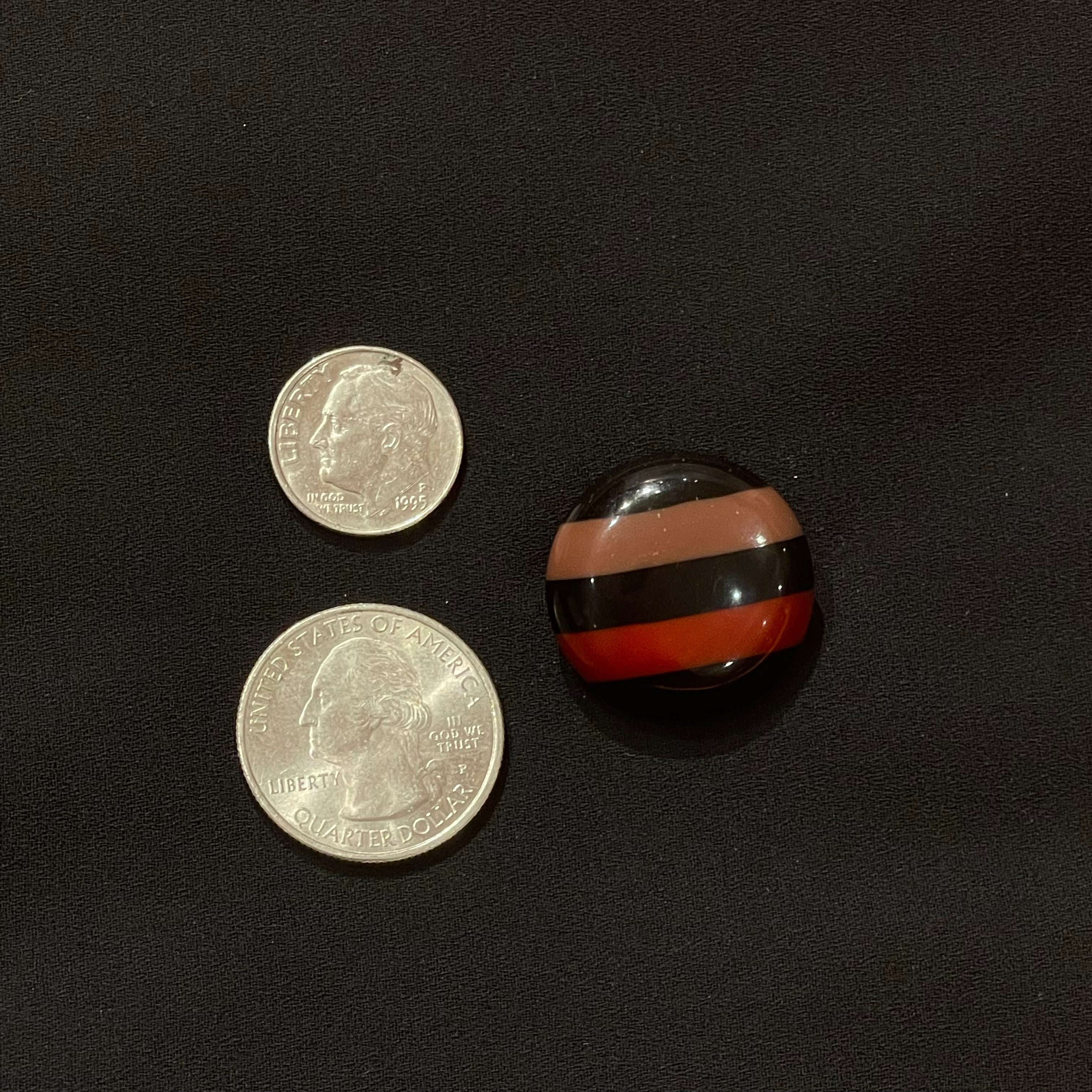 Vintage Brown and Red Striped Button Earrings