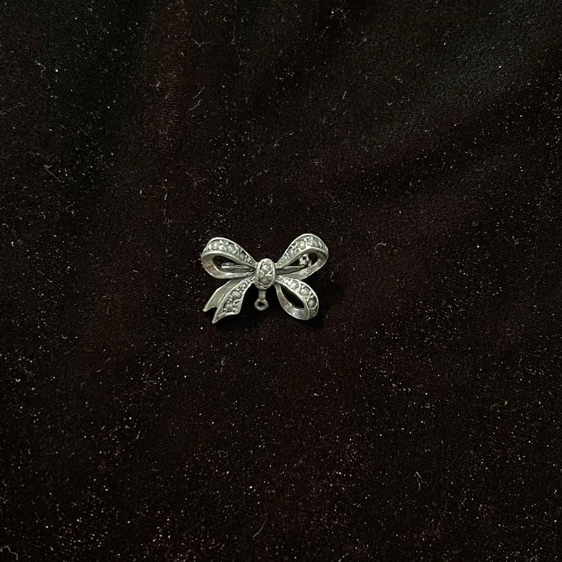 Vintage Mini Silver Flower Detailed Bow Brooch
