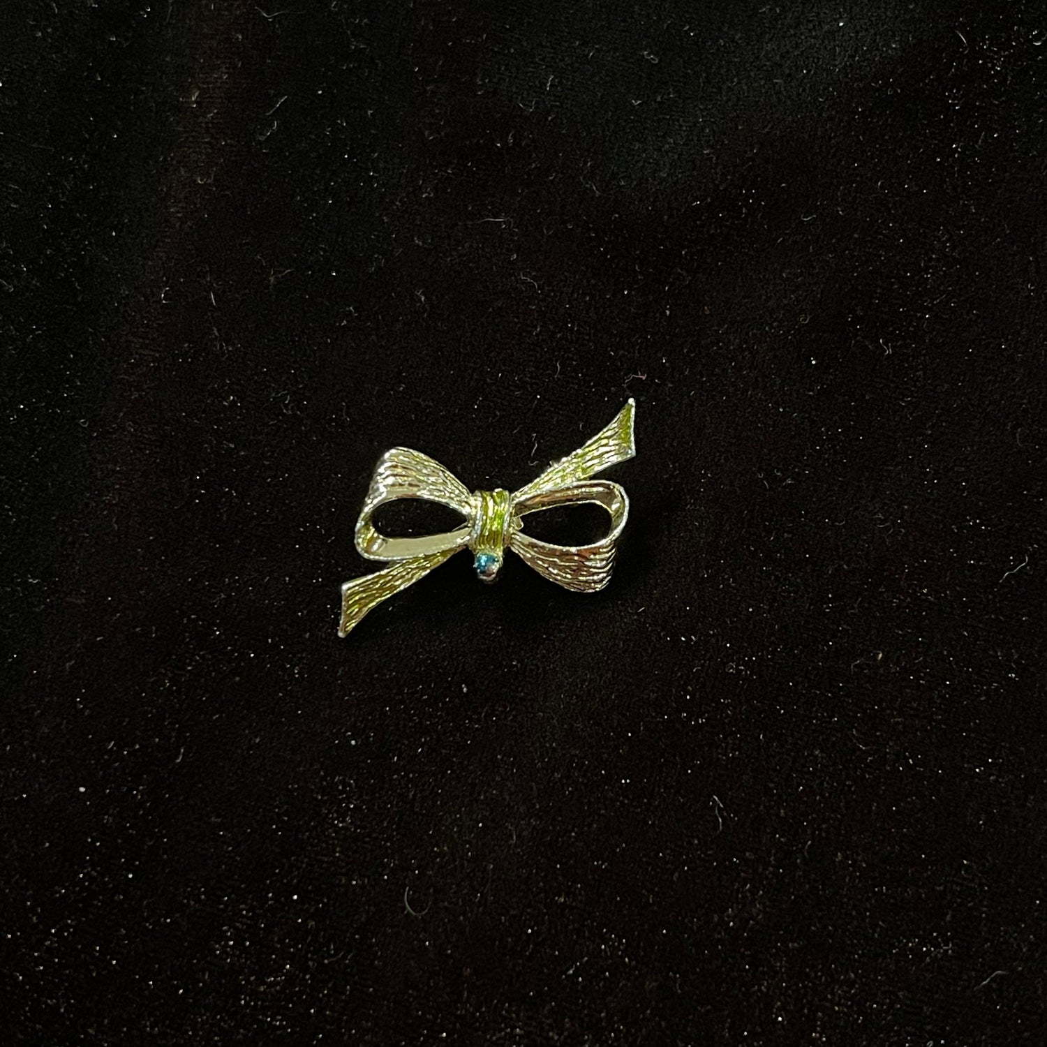 Vintage Iridescent Greenish-Gold Mini Bow
