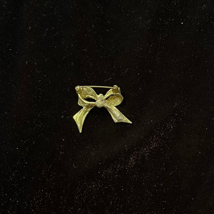 Vintage Gold Textured Mini Bow Brooch