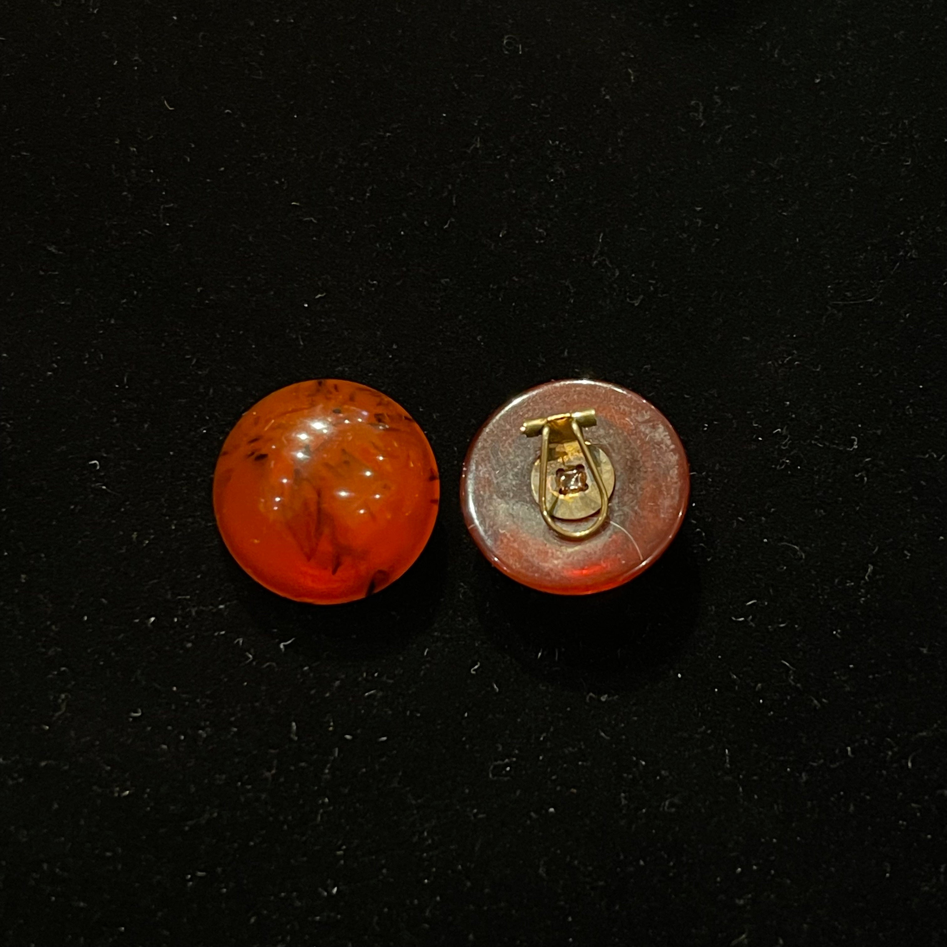 Vintage Brown Swirl Button Clip-On Earrings