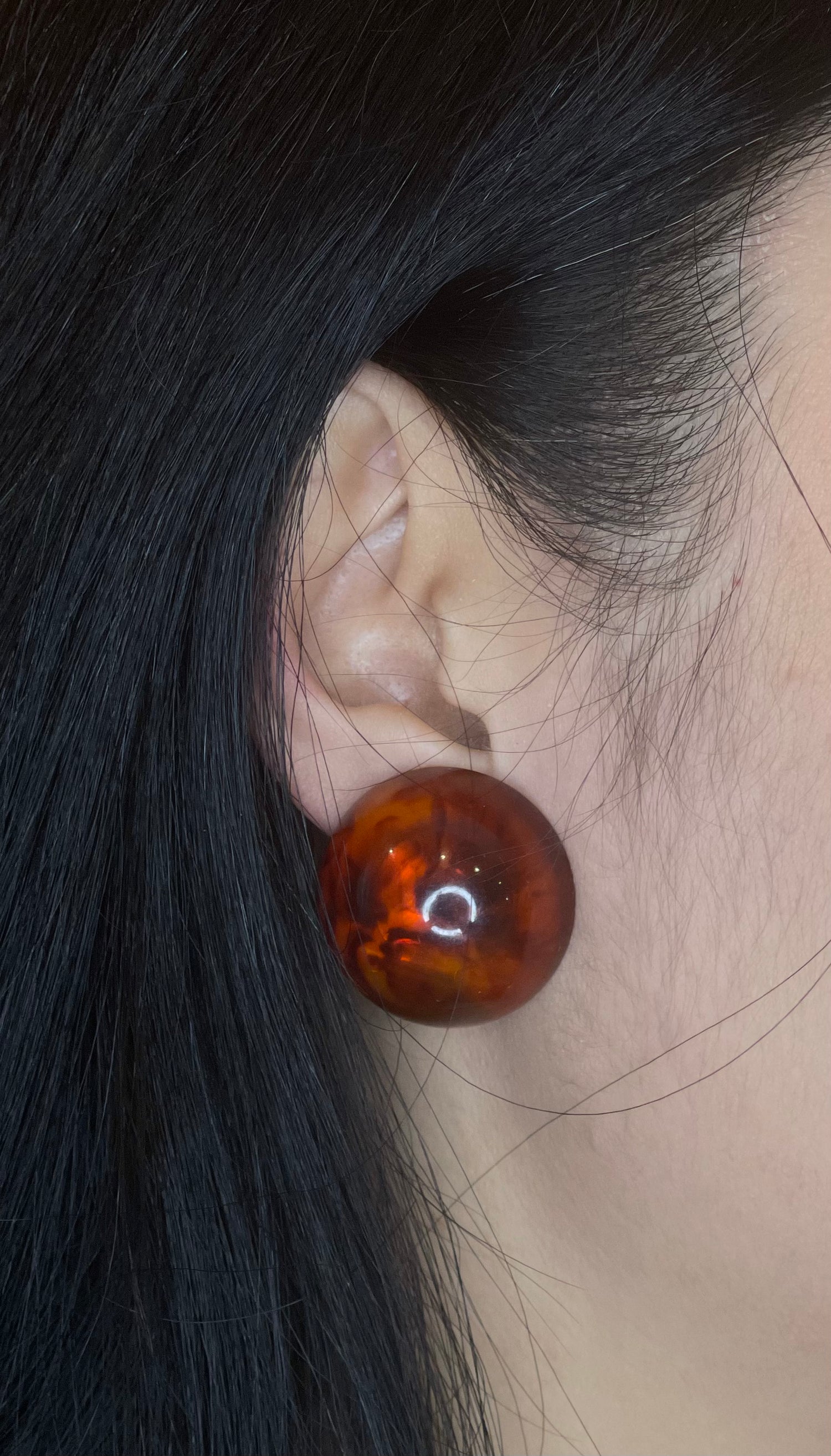 Vintage Brown Swirl Button Clip-On Earrings