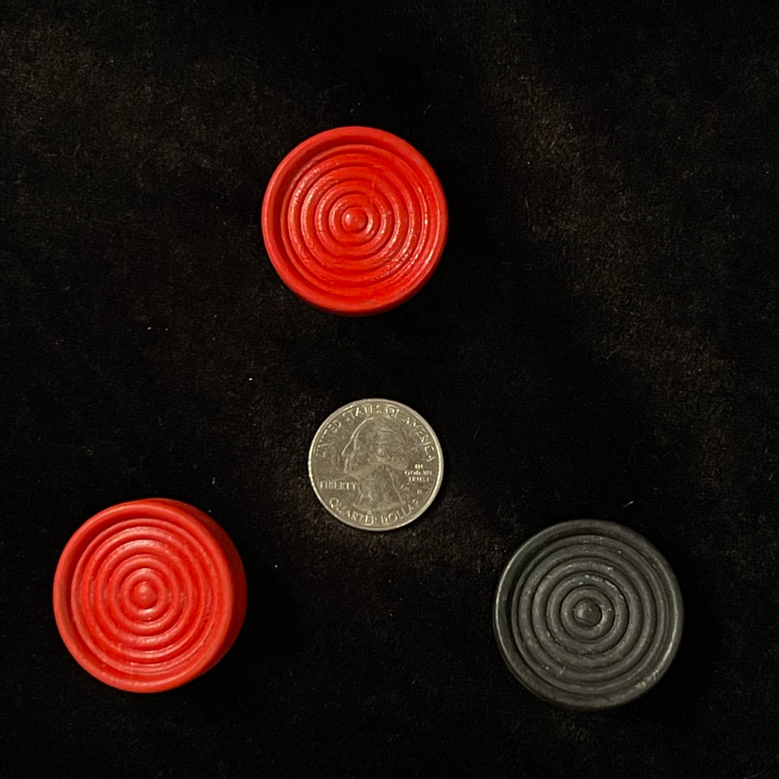 Vintage Oversized Red and Black Round Wooden Button Covers