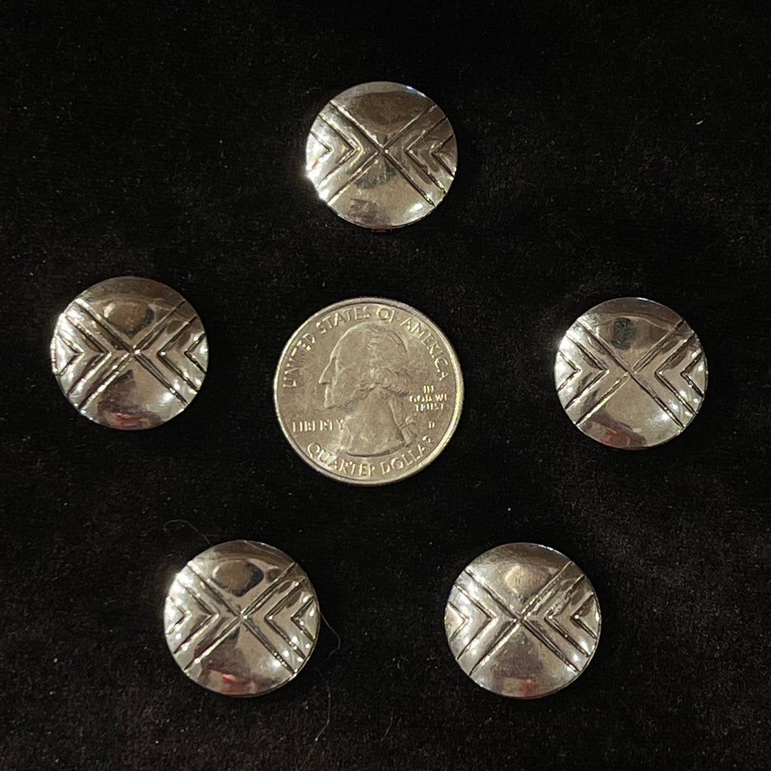 Vintage Mini Western Style Silver Geometric Pattern Round Button Covers