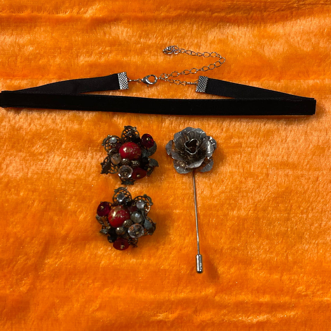 Vintage Floral Earrings &amp; Stick Pin Set