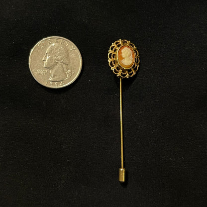 Brown &amp; White Vintage Cameo Stick Pin