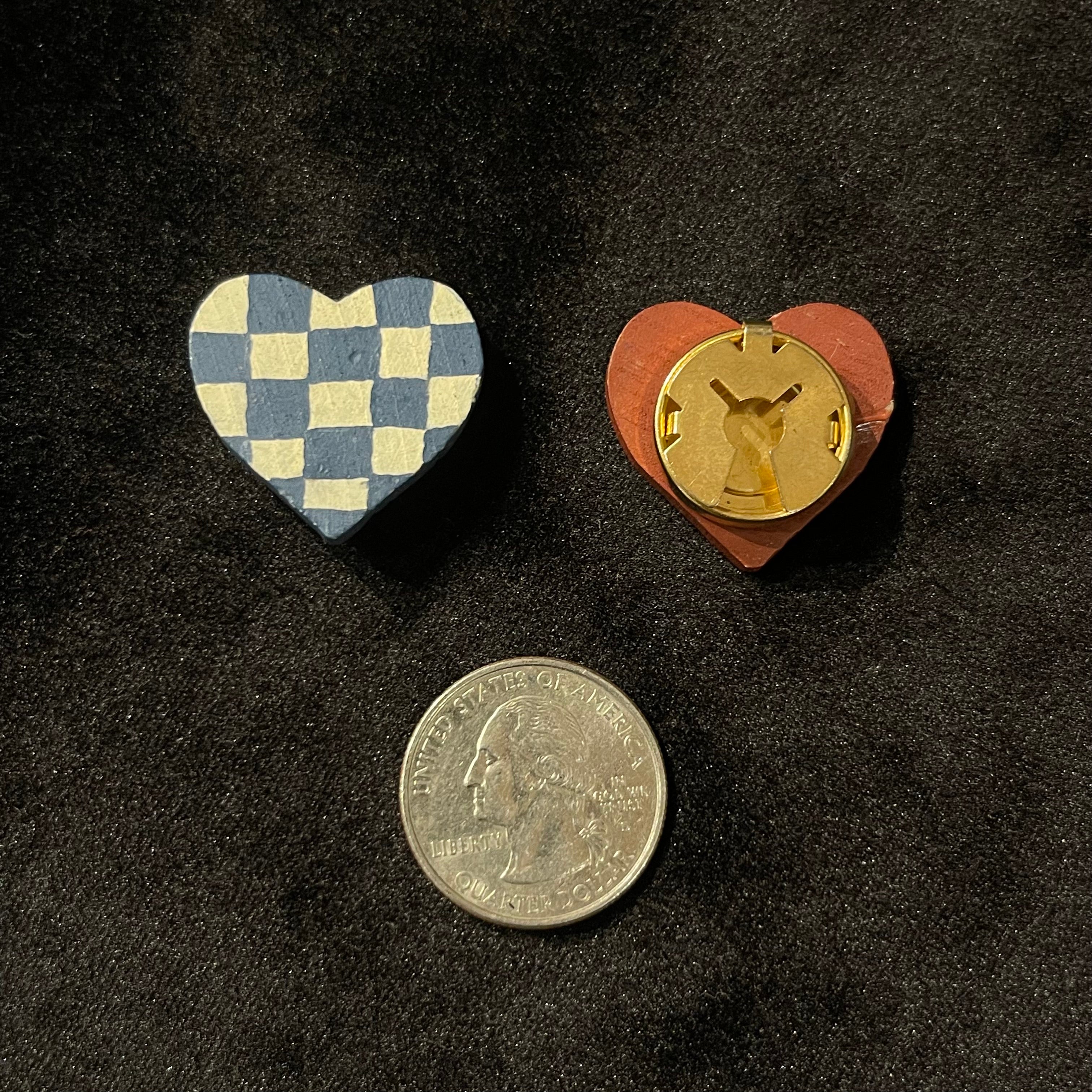 Vintage Heart Stick Pin and Button Covers Set