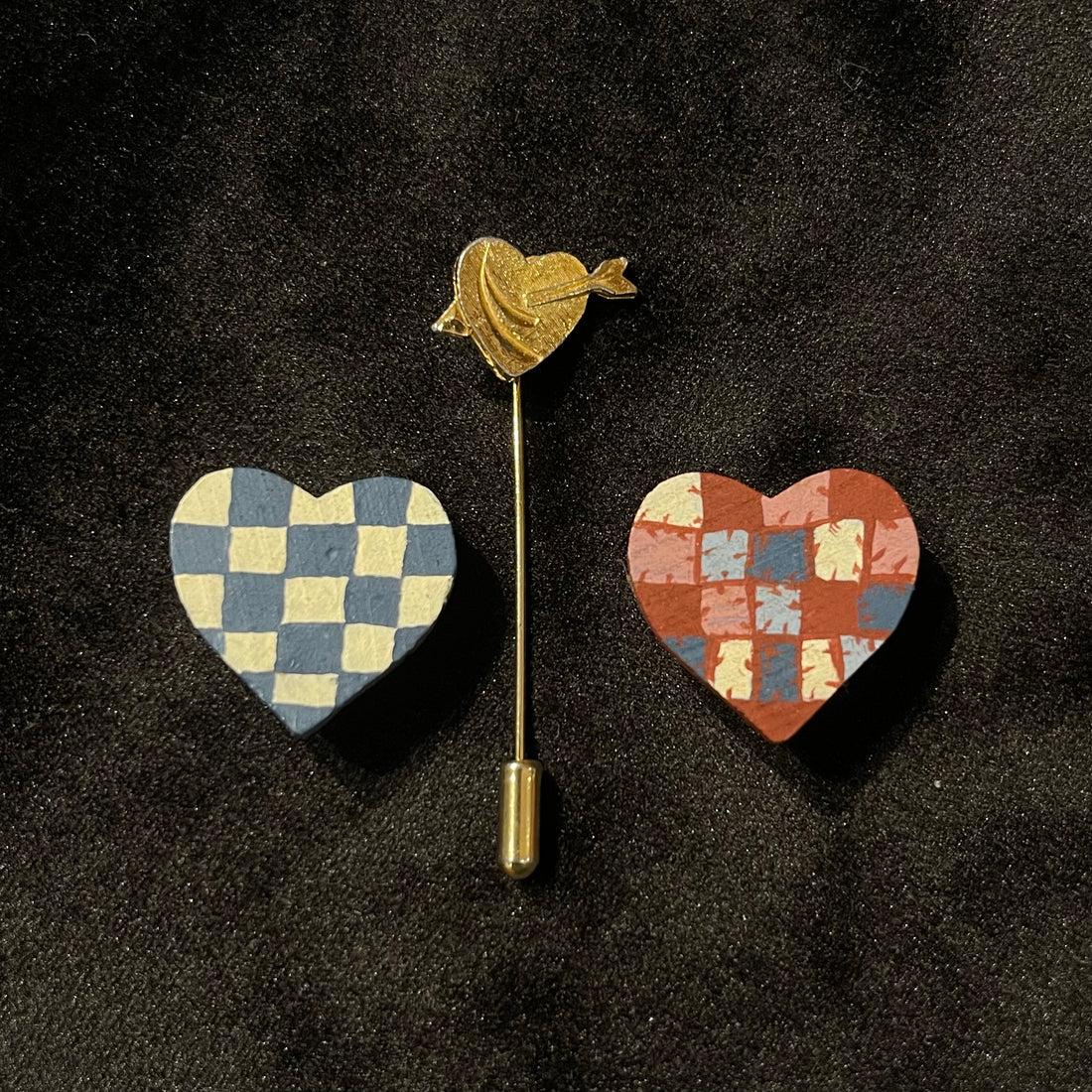 Vintage Heart Stick Pin and Button Covers Set